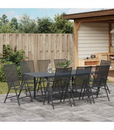 vidaXL Garden Dining Set Folding 9 pcs Anthracite Steel