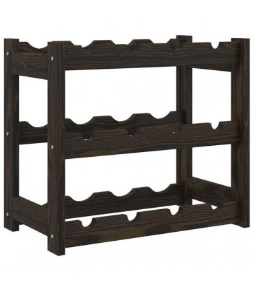 vidaXL Wine Rack for 12 Bottles Black Solid Wood Pine