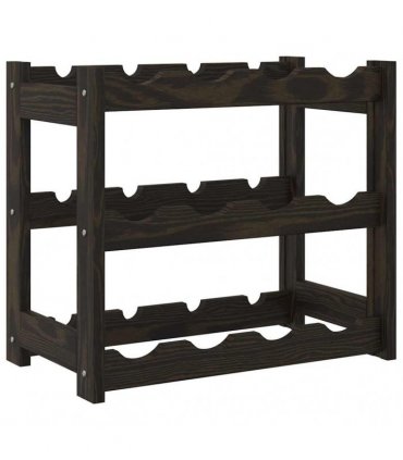 vidaXL Wine Rack for 12 Bottles Black Solid Wood Pine