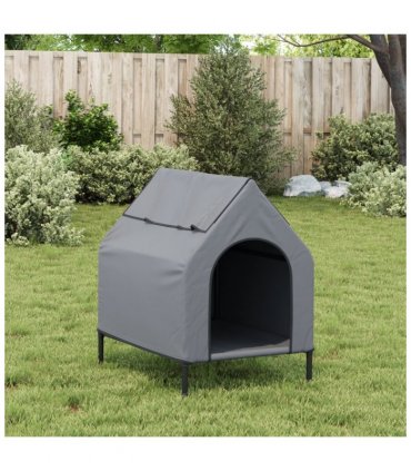 vidaXL Dog House Light Grey Oxford Fabric and Steel