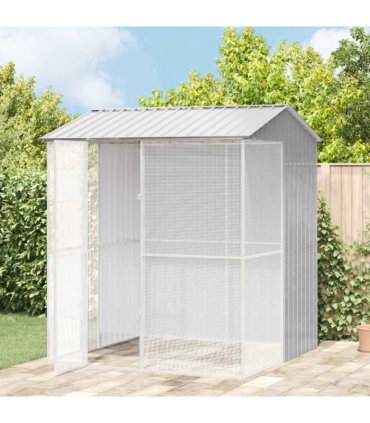 vidaXL Bird Cage with Storage Grey 215 x 210 x 247 cm Galvanised Steel
