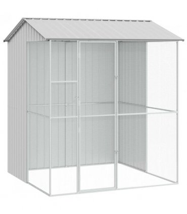 vidaXL Bird Cage with Storage Grey 215 x 210 x 247 cm Galvanised Steel