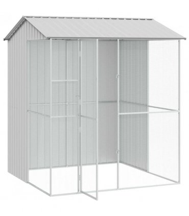 vidaXL Bird Cage with Storage Grey 215 x 210 x 247 cm Galvanised Steel
