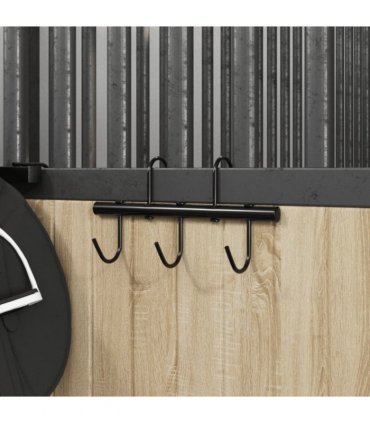 vidaXL Bridle Hanger with 5 Swivel Hooks Black Steel