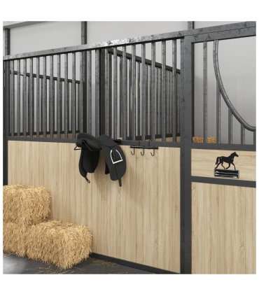 vidaXL Bridle Hanger with 5 Swivel Hooks Black Steel