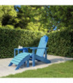 Garden Adirondack Chair with Footstool HDPE Aqua Blue