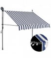 vidaXL Manual Retractable Awning with LED 150 cm Blue and White
