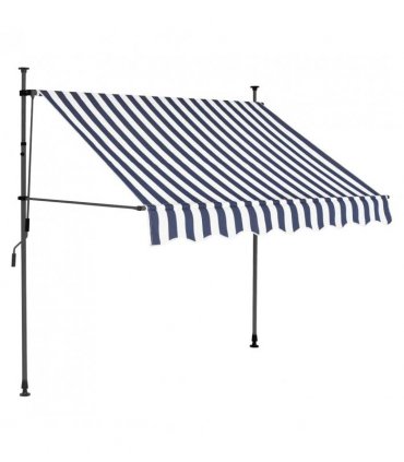 vidaXL Manual Retractable Awning with LED 150 cm Blue and White