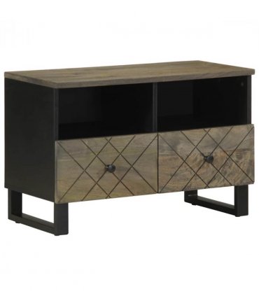 vidaXL TV Cabinet Black 70x33x46 cm Solid Wood Mango