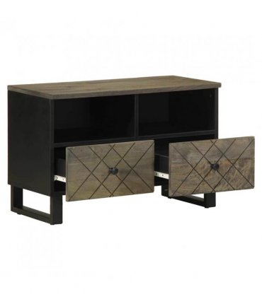 vidaXL TV Cabinet Black 70x33x46 cm Solid Wood Mango