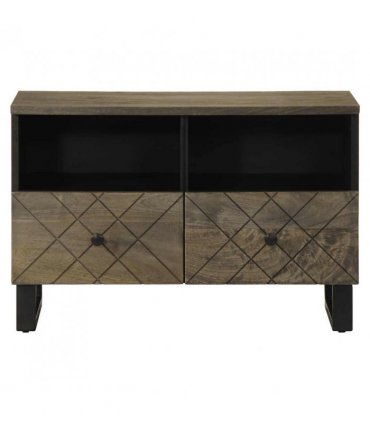 vidaXL TV Cabinet Black 70x33x46 cm Solid Wood Mango