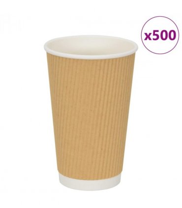 vidaXL Paper Coffee Cups 500 pcs 16oz 400ml Brown