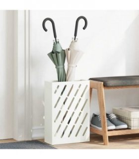 vidaXL Rain Umbrella Stand White 28 x 12 x 41 cm Steel