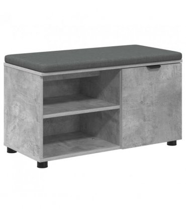 vidaXL Hall Bench with Cushion with Door Concrete Grey 80 x 38 x 46 cm