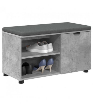 vidaXL Hall Bench with Cushion with Door Concrete Grey 80 x 38 x 46 cm