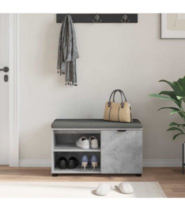 vidaXL Hall Bench with Cushion with Door Concrete Grey 80 x 38 x 46 cm