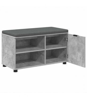 vidaXL Hall Bench with Cushion with Door Concrete Grey 80 x 38 x 46 cm