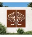 vidaXL Garden Wall Decorations 2 pcs 105x55 cm Corten Steel Tree Design