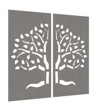 vidaXL Garden Wall Decorations 2 pcs 105x55 cm Corten Steel Tree Design
