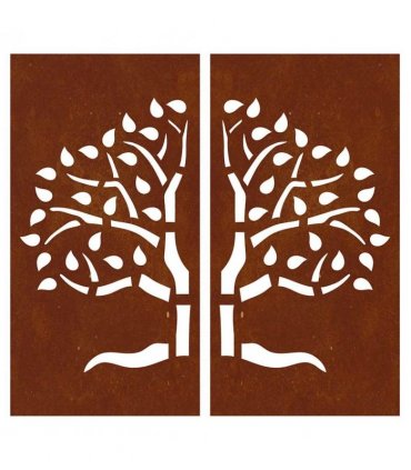 vidaXL Garden Wall Decorations 2 pcs 105x55 cm Corten Steel Tree Design