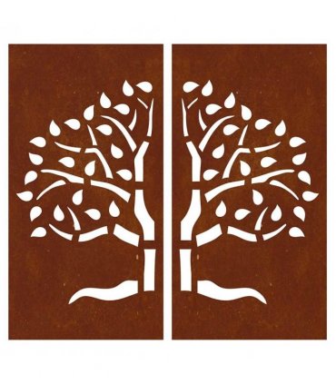 vidaXL Garden Wall Decorations 2 pcs 105x55 cm Corten Steel Tree Design