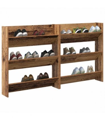 vidaXL Shoe Cabinet 2 pcs Old wood 84 x 18 x 90 cm Engineered Wood