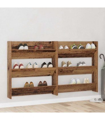 vidaXL Shoe Cabinet 2 pcs Old wood 84 x 18 x 90 cm Engineered Wood