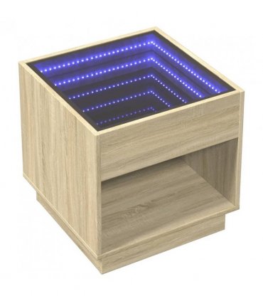 vidaXL Coffee Table with Infinity LED Sonoma Oak 50x50x50 cm
