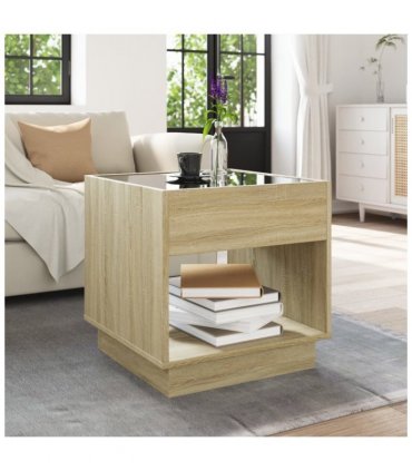 vidaXL Coffee Table with Infinity LED Sonoma Oak 50x50x50 cm