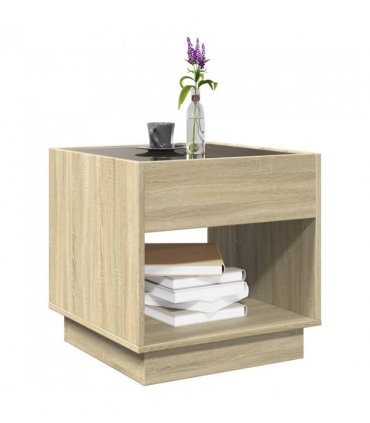 vidaXL Coffee Table with Infinity LED Sonoma Oak 50x50x50 cm