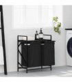 vidaXL Laundry Basket 2 Compartments with Shelf Black Oak