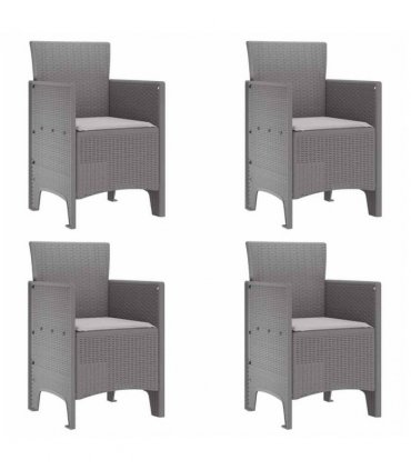 vidaXL Garden Chair 4 pcs Light Grey 53 x 49 x 85 cm Polypropylene