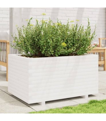vidaXL Garden Planter White 90x60x49.5 cm Solid Wood Pine