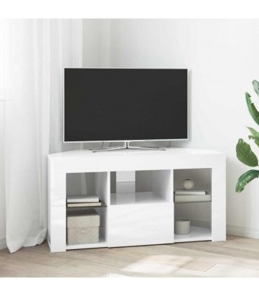 vidaXL Corner LED TV Cabinet High gloss White 100 x 40 x 50 cm