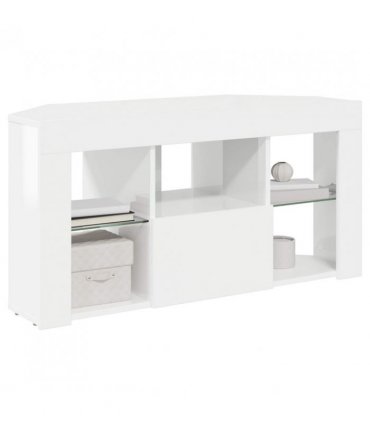 vidaXL Corner LED TV Cabinet High gloss White 100 x 40 x 50 cm