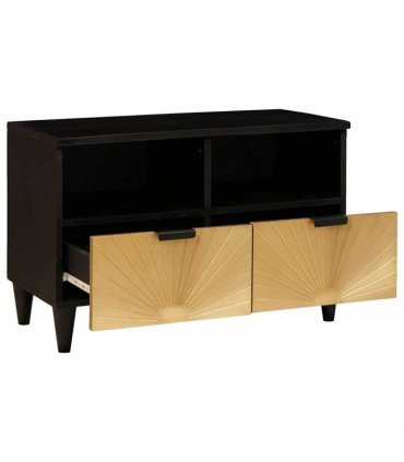 vidaXL TV Cabinet Black and Gold 70 x 33 x 46 cm Engineered wood