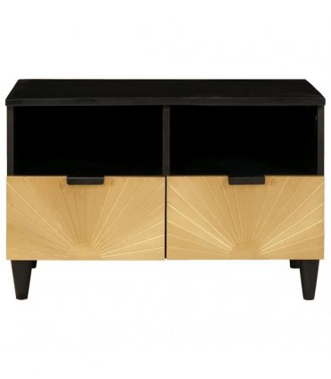 vidaXL TV Cabinet Black and Gold 70 x 33 x 46 cm Engineered wood