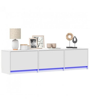 vidaXL TV Cabinet with LED White 165 x 34 x 40 cm Engineered Wood
