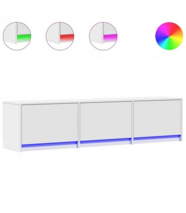 vidaXL TV Cabinet with LED White 165 x 34 x 40 cm Engineered Wood