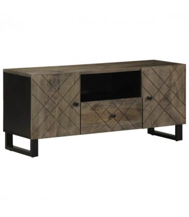 vidaXL TV Cabinet Black 105x33x46 cm Solid Wood Mango