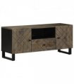 vidaXL TV Cabinet Black 105x33x46 cm Solid Wood Mango
