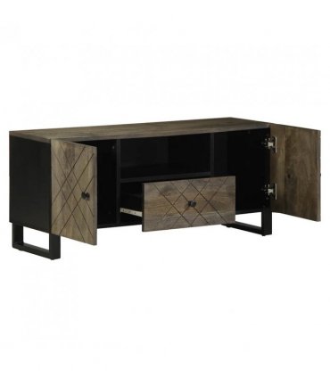 vidaXL TV Cabinet Black 105x33x46 cm Solid Wood Mango