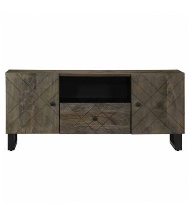 vidaXL TV Cabinet Black 105x33x46 cm Solid Wood Mango