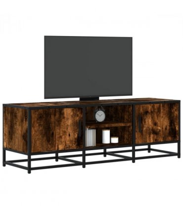 vidaXL TV Cabinet Smoked Oak 120x35x41 cm Engineered Wood and Metal