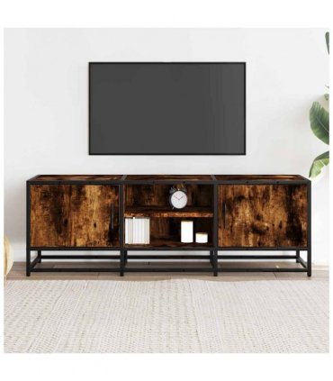 vidaXL TV Cabinet Smoked Oak 120x35x41 cm Engineered Wood and Metal