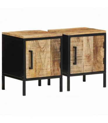 vidaXL Bedside Cabinet 2 pcs Brown and Black 30 x 30 x 40 cm