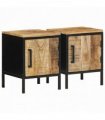 vidaXL Bedside Cabinet 2 pcs Brown and Black 30 x 30 x 40 cm