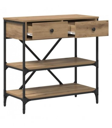 vidaXL Console Table with Drawer Brown 75 x 34.5 x 75 cm Wood