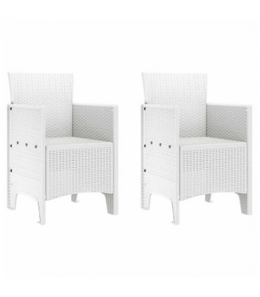 vidaXL Garden Chair 2 pcs White 53 x 49 x 85 cm Polypropylene