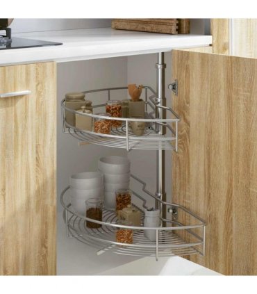 vidaXL 2-Tier Kitchen Wire Basket Silver 180 Degree 75x38x80 cm